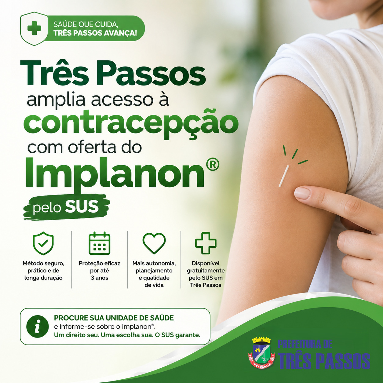Foto relacionada à notícia: Três Passos amplia acesso à contracepção com oferta do Implanon® pelo SUS