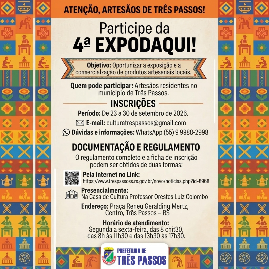Foto relacionada à notícia: ATENÇÃO ARTESÃOS QUE QUEIRAM PARTICIPAR DA 4ª EXPODAQUI!